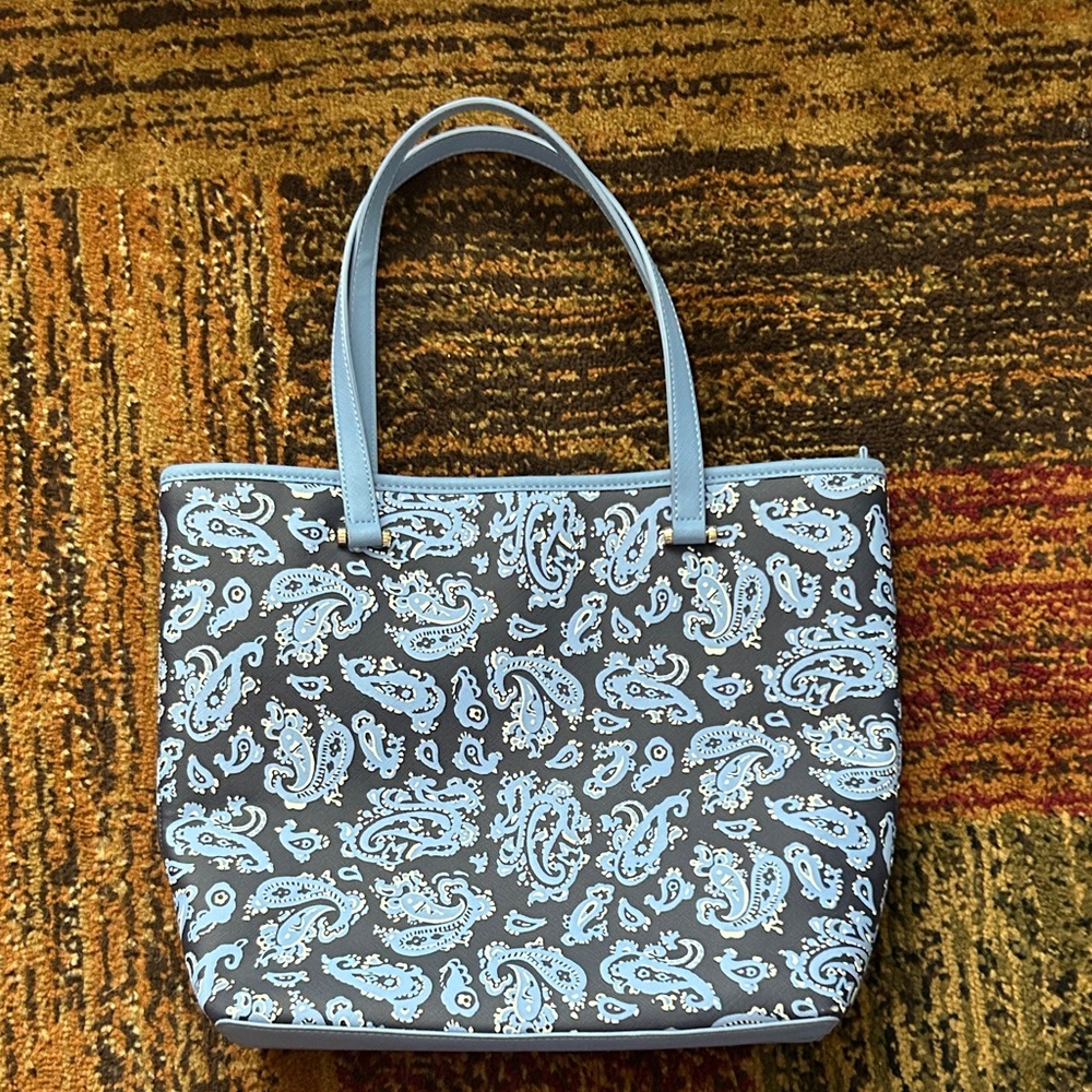 Talbots Black and Blue Paisley Tote